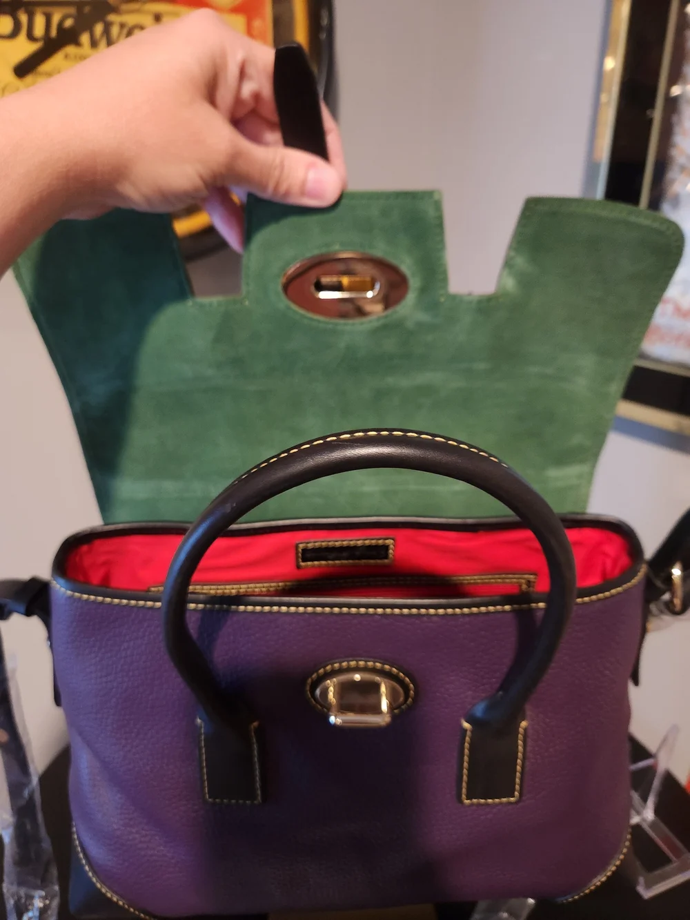 Dooney & Bourke Aubergine Large Elisa Satchel - Picture 3 of 7